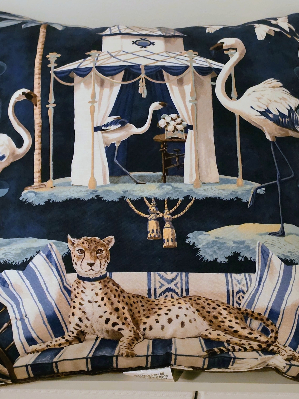 Decorative Navy & Cream Wildlife Print Pillow Cover